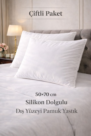 Sleepwell 2 Adet 50 X 70 Cm Slikon Dolgulu Pamuklu 900 Gr Yastık Beyaz