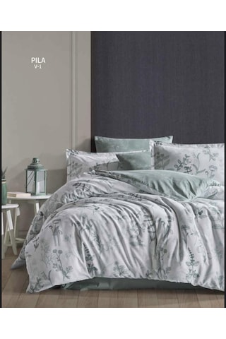 Çift Kişilik Ranforce Yorgan Pila Yeşil Beyaz