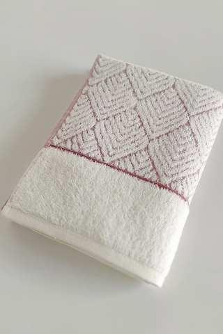 Geometrik Desenli Zemini Renkli Bambu El Havlusu - 50x90 Cm - Kiremit Kiremit