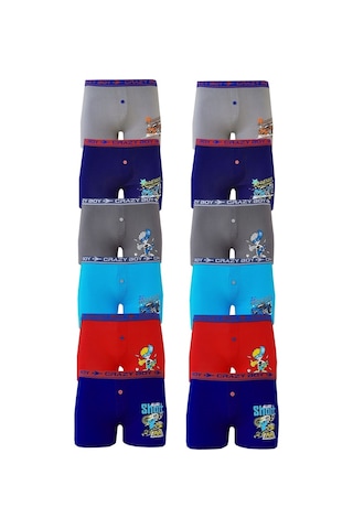 Tutku 12Li Erkek Çocuk Renkli Baskılı Boxer Külot