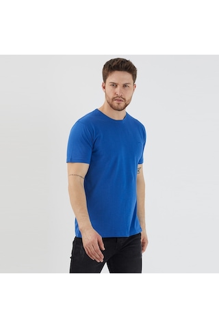 Slazenger SANDER KTN Erkek Saks Mavi Tişört