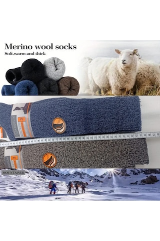 Erkek Yün Dağcı Çorabı 3lü Çok Renkli
