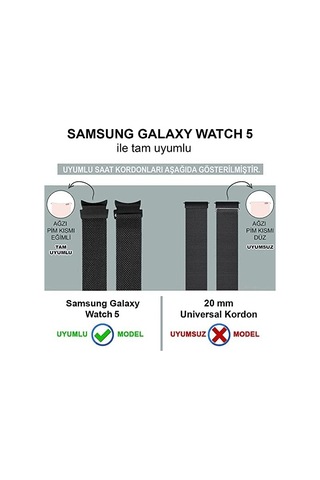 Galaxy Uyumlu Watch Uyumlu 5 44mm Kordon Milano Loop Siyah