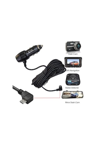 Mikro Usb L Tipi 90 Derece Navigasyon Kamera İçin Araç Şarj Adaptörü 1port Usb
