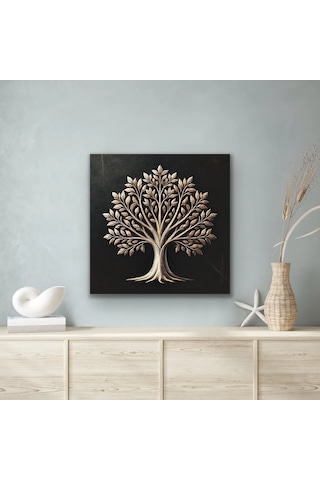 Bronz Ağaç Kanvas Tablo 60x60cm