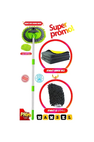 Araba Yıkama Ekipmanları 3 Lü Set Profesyonel Mikrofiber Çizmez Yeşil