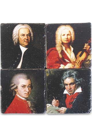 Klasik Müzik Bestecileri Traverten Magnet 4'Lü Set