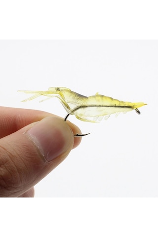 10 Adet - 4 Cm Jig Kancalı Silikon Yumuşak Sahte Karides