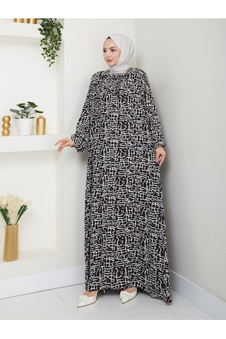 Önü Büzgülü Viskon Elbise - Kahverengi / E0130 Kahverengi