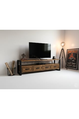 Raweyn Bell Doğal Ahşap Tv Ünitesi - 220cm Ceviz