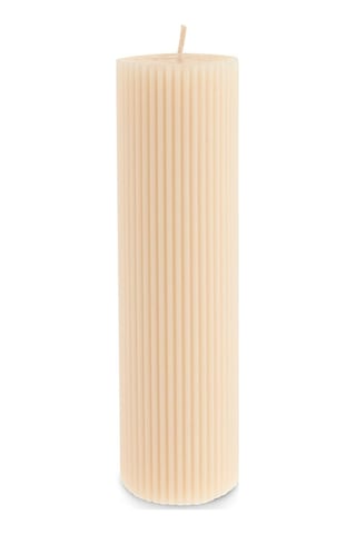 Karaca Striped Tırtıklı Sütun Mum 20 cm Bej