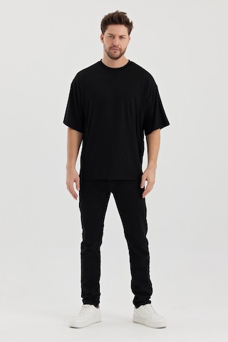 Alexander Gardi Alexandergardı Yırtmaçlı Basic Oversize T-shirt Un-70418 Siyah