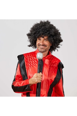 Siyah Renk Kıvırcık Afro Bonus Peruk Çok Renkli