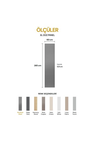 Vilo Mpc Xl Düz Duvar Paneli Brushed Steel 265cm Yapıştırmalı Montaj - Neme Ve Darbeye Dayanıklı