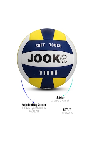 Semi-pro Voleybol Topu Lamineli Beton Zemin Softtouch İç-dış Mekana Uygun 8 Panel Sarı-mavi V1000 Açık Gri