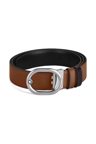 Montblanc Sartorial Lovale 35 Mm Çift Taraflı Deri Kemer 221024 Kahverengi