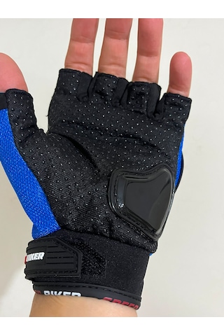 Speed Biker Kısa Parmak Yazlık Motosiklet Eldiveni Mavi Ce En 13594 Sertifikalı XL