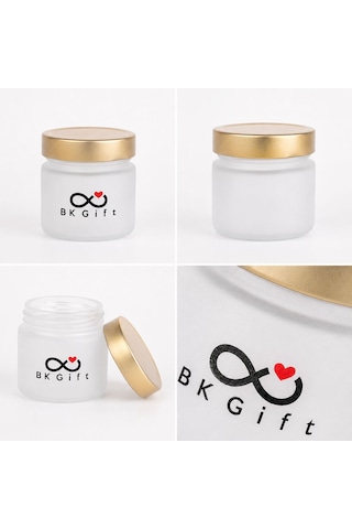 Logonuza Özel 10 Adet Gold Kapaklı Mason Buzlu Cam Kavanoz 300 Ml Baskılı Set