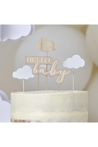 Ahşap Pasta Süsü - Hello Baby Tüm Yaşlar