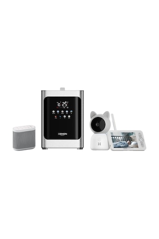 Xenon Smart Uyku Takip Premium Seti 3'lü Monitörlü Beyaz Bebek Kamerası 5 İnç, 4.8 L Hava Nemlendirici Ve Beyaz Gürültü Makinesi