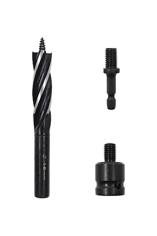 Suofeng Ahşap Delme Seti 3'lü - 4 Oluk 4 Kenar Delik Açıcı, 2 Adet Adaptör Barı, 16mm, Yüksek Karbon Çelik