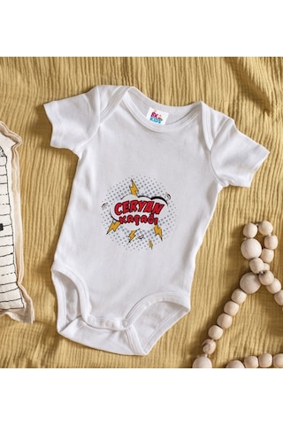 Bk Kids Ceryan Kaçağı Tasarımlı Beyaz Bebek Body Zıbın-1 Çok Renkli