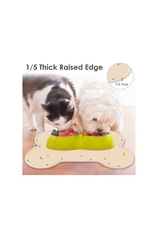 Moly Köpek Kedi Mama Matı 22x16 Bej - Kaymaz Evcil Hayvan Matı Bej