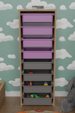 8 Sepetli Çok Amaçlı Oyuncak Dolabı - Atlantik Çam-pembe&gri