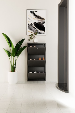 Kilitli 3 Kapaklı Metal Ayakkabılık Antrasit Antrasit