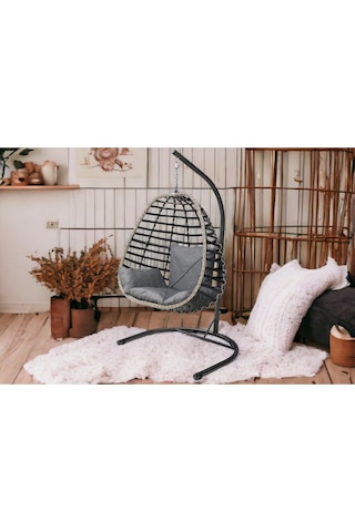 Tu Tienda Rattan Tek Kişilik Bahçe Balkon Ev Salıncağı,antrasit Gri