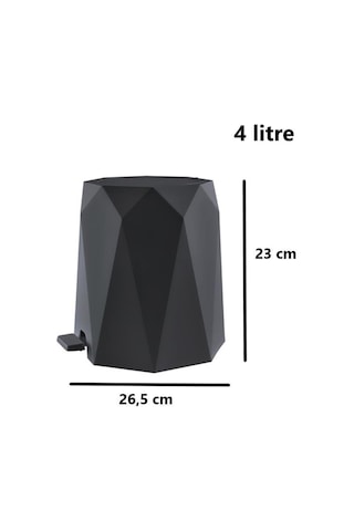 Omnipazar Elf-476 Geo Plastik Pedallı Çöp Kovası 4 Litre Antrasit 116