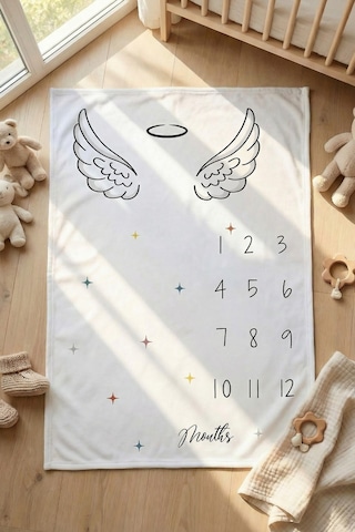 Bebek Anı Battaniyesi 100x150 CM - Angel White