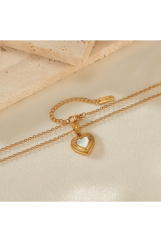 Sones Opk Gx2428 Vintage Paslanmaz Çelik Şeftali Kalp Kolye Mizaç Köprücük Kemiği Kolye Çok Renkli