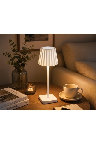 Merida Şarjlı Led Masa Lambası 3 Renk 3000k-4500k-6000k Dimmer Ayarlı Dokunmatik Kablosuz Type-c Şarjlı Çok Renkli