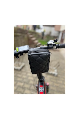 Elektrikli Bisiklet Çanta - Deri Çanta - Scooter Çanta-saklama Alanı Siyah