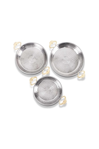 Bakır Görünümlü Çelik Sahan Seti Omlet Yumurta Tavası 3 Lü 19/21/23 Cm