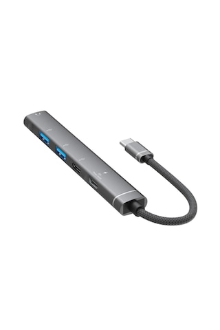 Cr15 5in1 Type-c'den 2ad Type-c, 2ad Usb A Çoklayıcı 3,5mm Kulaklık Çıkışlı Usb C Adaptör Alüminyum Kasa