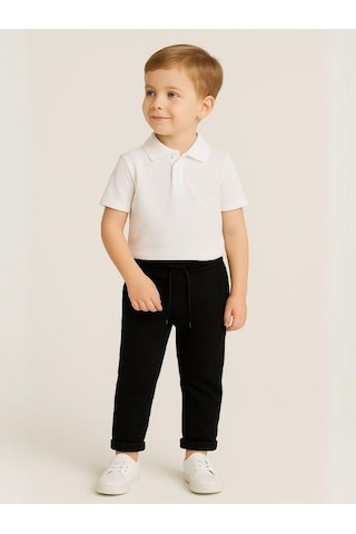 Çocuk Beli Lastikli Jogger Eşofman Alt-16089 Siyah