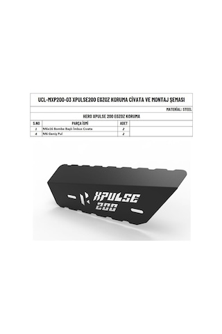 Moto Üçel Hero Xpulse 200 Uyumlu Egzoz Koruma