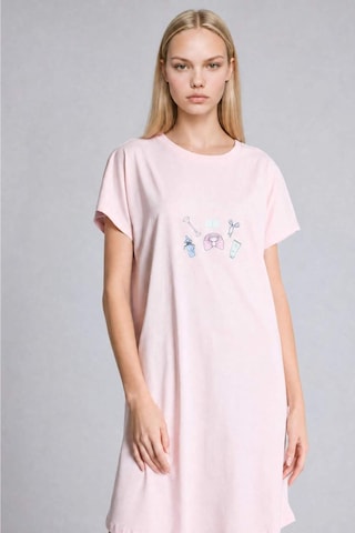 Defacto Regular Fıt Bisiklet Yaka Kısa Kollu Açık Pembe Gecelik H6940ax26smpn648 Pembe-pn648
