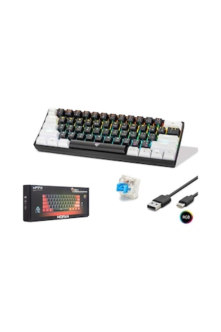 Hadron Mofan Mf1701bw Gaming Mekanik Rgb Klavye Blue Switch - Siyah Beyaz
