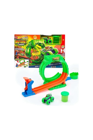 Jmk91 Hot Wheels Monster Trucks Mutant Kaosu Çemberde Yarış Oyun Seti Çok Renkli