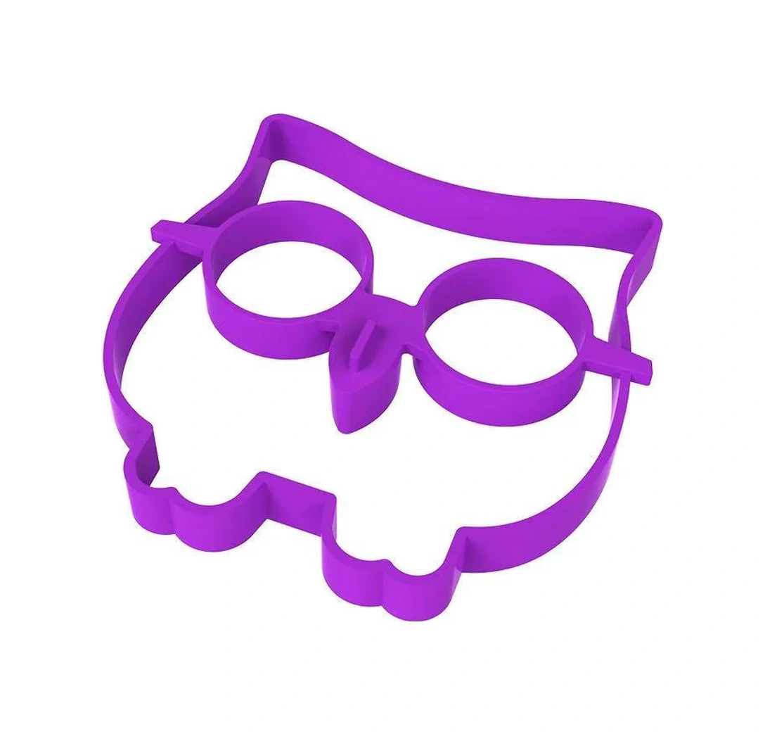 Qingmipy Fırın Ve Tava Uyumlu Kukla Şekilli Silikon Yumurta Pişirme Kalıbı - Owl Desenli Yumurta Ve Pancake Formu Mor