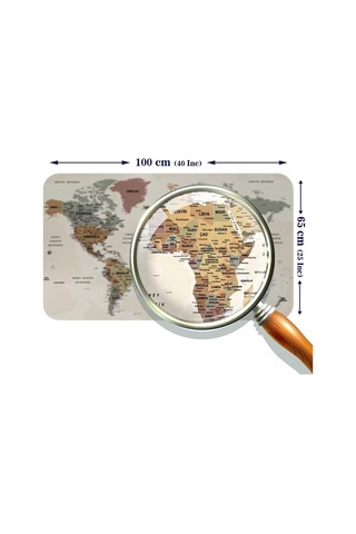 Eğitici Ve Öğretici Dünya Ve Türkiye Haritası Çocuk Odası Duvar Sticker-60x105-3883 Renkli