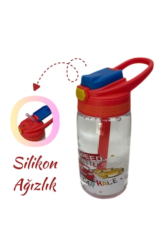 480 Ml Baskılı Çocuk Matarası Kilitli Kapak Ve Taşıma Kulpu Turuncu