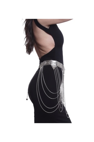 Labalaba Kadın Antik Gümüş Kaplama Geometrik Parçalı Tasarım Bohem Kemer Gümüş