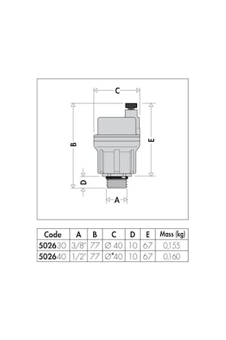 Caleffi Robocal Otomatik Hava Purjörü - 1/2'' - 115 C