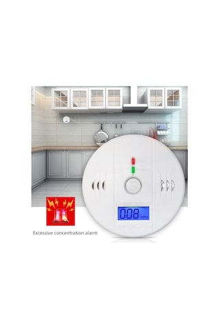 Gaz Karbon Monoksit Dedektörü Sensör Ünitesi Lcd Co Güvenlik Alarm Test Cihazı Beyaz