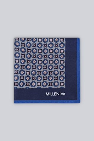 Milleniva Retro Motif Desenli Mavi Pembe 70x70 Soft Touch Mat Kare Fular Gri