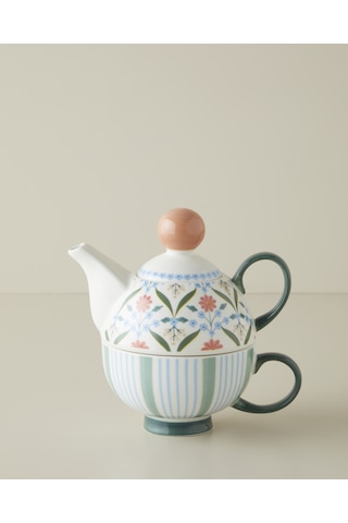 English Home Nostalgic Whispers New Bone China Demlik Seti 380 260 Ml Pembe - Yeşil